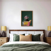 Framed Funny Pigeon Wall Art, Humorous Bird Reading Wall Decor Paintings, Pooping on People Book Pictures Canvas Print Eclectic Home Decor for Bathroom Living Room Office Dorm 12x16 inch
