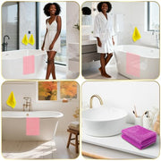 UJFQBH 3 Pack African Net Sponge, African Exfoliating Net Bath Sponge Long Net Bath Sponge Exfoliating Shower Body Scrubber Back Scrubber Skin Smoother,Great for Daily Use (Pink,Yellow,Purple)
