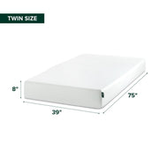 Zinus Memory Foam 8 Inch Green Tea Mattress, Twin | Pressure-Relieving Comfort & Full-Body Support, Naturally Fresh, CertiPUR-US & OEKO-TEX Certified Safe Materials