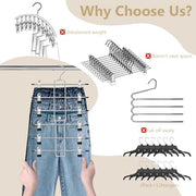 Pants Hangers with Clips,Space Saving Hanging Closet Organizer-6 Tiers Skirt Hangers with 360° Swivel Hook,Closet Organizer-Clothes Hangers- College Dorm Essentials Apartment Essentials-2 Pack