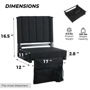 SPORT BEATS Stadium Seats with Back Support Folding Chair for Bleachers | 2.8" Thick Padded Bleacher Chairs, Folding Portable Stadium Seat with Anti-Tip Hooks, Back Support & Shoulder Strap