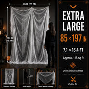 Boao Halloween White Cheesecloth for Craft, 85 x 197 Inch | Cotton Cheese Cloth Roll for Bloody Halloween Indoor Outdoor Decorations, Muslin Gauze Fabric, Netting