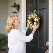 Sattiyrch 15" Wreath Hanger for Front Door, Over the Door Wreath Hook | No drilling or screws,closes normally,holds up to 22 lbs for everyday and seasonal wreaths.Black,1 Pack