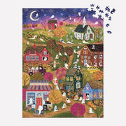 Galison - Spooky Village 1000 Piece Jigsaw Puzzle with Foil for Adults | Illustrated by Joy Laforme, Ghostly Village, Halloween, Challenging, Recycled Paper, No Dust, Finished Size 27" x 20"