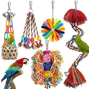 Bird Toys Rope Perch with Bell Colorful Bird Chewing Shredding Foraging Toys Parrot Swing Climbing Standing Hanging Toys Cage Accessories for Conure Cockatiel Budgies Lovebird