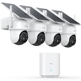 aosu D1 Classic 4-Cam Kit, Security Cameras Wireless Outdoor, Solar Powered | No Subscription Required, 32GB Built-in Storage, 360° Auto Tracking, 2K (3MP) Full-Color Night Vision, Easy Install