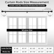 Wolistsa Curtain Rods 36-91 Inch, Black 1 Inch Adjustable Heavy Duty Curtain Rods for Windows, Decorative Modern Window Treatment Rod, Telescopic Splicing Metal Drapery Pole, Easy Installation