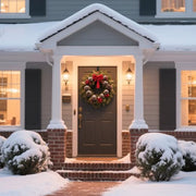 Sattiyrch 15" Wreath Hanger for Front Door, Over the Door Wreath Hook | No drilling or screws,closes normally,holds up to 22 lbs for everyday and seasonal wreaths.Black,1 Pack