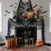 ZeeDix 6 Pack Black Halloween Creepy Cloth 30 × 75 Inch - Halloween Cheesecloth Decoration Spooky Scary Gauze Black Cheese Cloth for Party Supplies Outdoor Yard Home Wall Doorway