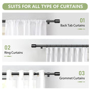 Curtain Rods 30-90 Inch, Adjustable Black Curtain Rods for Windows 1 Pack