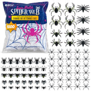 1000 sqft Spider Webs Halloween Decorations with 77 Fake Spiders | Super Stretch Cobwebs for Halloween Indoor and Outdoor Decor