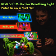 Threeking Remote Control Car Rc Flip Stunt Cars Toys Gifts for Kids Ages 6+ | Upgraded USB-C Modular Batteries 4WD Unique AUTO DEMO RGB Eye-Friendly Lights 360° Flips Double Sided Driving Stunt Car