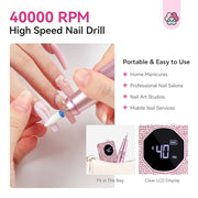 SAVILAND Nail Drill Professional 40000 RPM Cordless for Thick Acrylic Nails