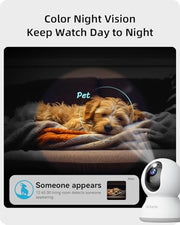 blurams Security Camera, 2K Indoor Camera 360° Pet Camera for Home Security | Motion Tracking, Dual-Band WiFi6, 2-Way Audio, IR Night Vision, Siren, Compatible with Alexa & Google Assistant