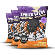 Happy Hippo Halloween Spider Web Decoration, 200 Square Feet & Plastic Spiders, Halloween Party Supplies, Spider Webs (Small, 200 Sq Feet) (8 Fake Spiders Included)
