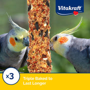 Vitakraft Crunch Sticks Cockatiel Treat Apricot & Peach Flavor - 2 Sticks | Real Dried Fruit, Sweet Honey Coating, Natural Wood Center, Encourages Foraging Chewing, 2 Count Pack