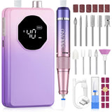 SAVILAND Nail Drill Professional 40000RPM 30S Fast Removal for Acrylic Nail | Low noise running, 4000mAh battery Long-Lasting, Complete drill bit set, Salon&mobile tech use, LCD display, Gradient Purple