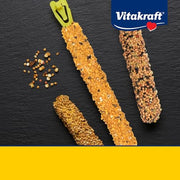 Vitakraft Crunch Sticks Parakeet Treat Vrty Pk Orange/Egg/Banana-3 Sticks | Variety Flavor Coating, Baked Crispy Mix, Natural Wood Center, Encourages Foraging Chewing, 3 Count Pack