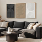 Large Framed Boho Black White Abstract Wall Art for Living Room, 24x36 In | Set of 3 Neutral Canvas Prints, Modern Minimalist Artwork, Geometric Pictures, Office Bedroom Hallway Paintings Wall Decor