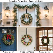 Sattiyrch 15" Wreath Hanger for Front Door, Over the Door Wreath Hook | No drilling or screws,closes normally,holds up to 22 lbs for everyday and seasonal wreaths.Black,1 Pack