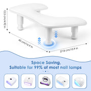 LIONVISON Arm Rest for Nails Tech: U-shaped Adjustable Nail Armrest | PU Leather Manicure Hand Stand Rest for Manicurists - Thick Non-Slip Pad Long-Lasting White