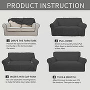 Easy-Going Stretch Couch Covers for Sofa Washable Large Dark Gray | 1-Piece Sofa Covers for 3 Cushion Couch Furniture Protector Couch Slipcover Soft with Elastic Bottom for Kids Pets