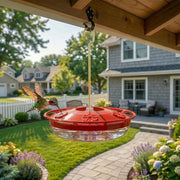 eWonLife 2 Pack 16 oz Saucer Hummingbird Feeders for Outdoors, Garden Decor | Built-in Ant Moat, 5 Bee Proof Feeding Ports, BFA Free Plastic, Easy Clean, Leak-Proof Dish-Style
