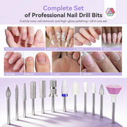 SAVILAND Nail Drill Professional 40000RPM 30S Fast Removal for Acrylic Nail | Low noise running, 4000mAh battery Long-Lasting, Complete drill bit set, Salon&mobile tech use, LCD display, Gradient Purple