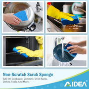AIDEA Non Scratch Scrub Sponge-24Count, Sponges Kitchen, Sponges for Dishes | Cleaning Sponge, Cleans Fast Without Scratching, Stands Up to Stuck-on Grime, Cleaning Power for Kitchen, Household