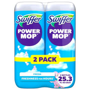 Swiffer PowerMop Liquid Floor Cleaner Refills, Solution for Power Mop, Fresh Scent, 2 Count Mopping Fluid Replacement Bottle, Spray Mops Cleaning Juice, No Bucket Needed, Multi-Surface and Wood