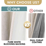 H.VERSAILTEX 100% Blackout Linen Curtains 84" L 2 Panels Natural | Total Black Out Drapes, Room Darkening Thermal Insulated, Grommet, GRS Certified, 52"W x 84"L Each for Bedroom/Living Room