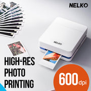 Nelko PP01 Photo Printer, 2x3 Portable Photo Printer, Mini Printer, White | Instant Color Inkjet Printer for Smartphone, Sticky-Back Photos, Bluetooth Compatible with iOS & Android, AI App Editing