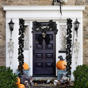 2Pcs Black Maple Leaf Garland Halloween Artificial Fall Leave Vines | 11.8FT, Fall Floral Garlands Thanksgiving Decor for Home Wedding Party