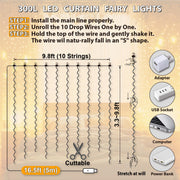 HXWEIYE 300LED Fairy Curtain Lights, 9.8x9.8Ft USB, Remote, 8 Modes & Timer | Dimmable, Christmas String Hanging Lights for Bedroom, Wedding Backdrop and Indoor Wall Decor, Warm White