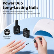 Beetles No Wipe Gel Top Coat and Base Coat Set for Gel Nail Polish | 2Pcs 15ml Super Shiny and Long Lasting Soak Off UV/LED Lamp Nail Art Design Gift