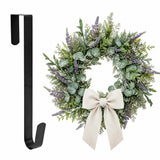Sattiyrch 15" Wreath Hanger for Front Door, Over the Door Wreath Hook | No drilling or screws,closes normally,holds up to 22 lbs for everyday and seasonal wreaths.Black,1 Pack