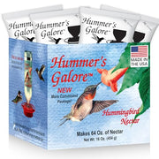 Hummer's Galore Made in USA Hummingbird Food - Ready-to-Mix Hummingbird Nectar, All-Natural Nectar Collector Formula, No Preservatives or Dyes, Makes 64 Ounces (4 Packets Included)