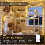 JMEXSUSS 100 LED Globe String Lights Indoor Bedroom, 33ft Fairy Lights | Connectable Warm White Christmas Light Plug in with Remote, 8 Modes Hanging Fairy Lights for Diwali Classroom Room Party Home