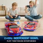 Qumcou Spider-Themed Toys for Boys 3-8,1:16 Transforming Remote Control Car | Easy 2.4GHz Controls, One-Button Transforming RC Cars.Shining Red Blue Light,360° Spins for Indoor Play.Fun Gift for Boys