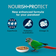 Kaytee Forti-Diet Pro Health Nourish+Protect Parakeet Food, 2 Pounds | Balanced digestion daily. Parakeet seed with superfoods. Prebiotics, probiotics, small bird food