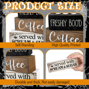 Lineshading 4 Pcs Halloween Coffee Table Decor Wooden Ghost Coffee Bar Sign | Stackable Blocks Bar Farmhouse Rustic Ghost Tiered Tray Decor Festive Boo Wooden Signs Home Office Kitchen Shelf