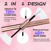 Lash Bond and Seal Lash Glue Waterproof LAUBESS 2-IN-1 Cluster Lash Glue for Eyelash Clusters 72H 10ml (White/Clear)