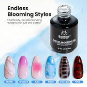 Beetles Blooming Gel 15 ml Clear UV Gel Polish Nail Art for Tortoise Nails | Marble and Natural Stone, Watercolor and Floral Print Spreading Effects, Soak-Off DIY Manicure Design