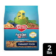 Kaytee Forti-Diet Pro Health Nourish+Protect Parakeet Food, 2 Pounds | Balanced digestion daily. Parakeet seed with superfoods. Prebiotics, probiotics, small bird food