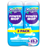 Swiffer PowerMop Liquid Floor Cleaner Refills, Solution for Power Mop, Fresh Scent, 2 Count Mopping Fluid Replacement Bottle, Spray Mops Cleaning Juice, No Bucket Needed, Multi-Surface and Wood