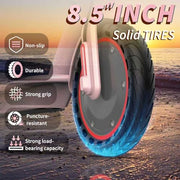 Electric Scooter - 350W/500W Motor, 8.5"/10''Solid Tires, Up to 19/22MPH& 16/21/23Miles Long-Range Portable Commuting Scooter for Adults with Double Braking System