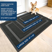 OLANLY Front Door Mat Outside 29.5x17, All-Season Heavy-Duty Rubber Doormat | Black, Absorbent, Stain and Fade Resistant, Waterproof Non-Slip Backing, Low-Profile Indoor Outdoor Floor Mat for Entryway