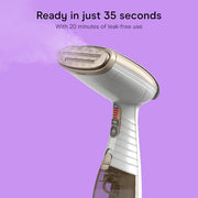 Conair Steamer for Clothes & Upholstery, Handheld, 3 Attachments, White | Powerful 1875W clothes steamer with 7.3 oz. water tank and 5 steam settings heats up in 40 seconds and runs for 20 minutes