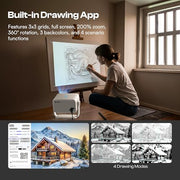 Caydo P3 Art Projector, Native 1080P Drawing Projector for Artists | Built-in Exclusive Drawing App, Auto Focus & Keystone, 360° Rotatable Stand, 40''-120'' Projection, 30,000H Lifespan