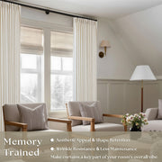 TWODRAPES Natural Pinch Pleated Linen Semi Sheer 84 Inch Curtains 2 Panels | Pinch Pleat Hooks Rings, Back Tab, Cream Ivory Birch, Boho Neutral, Textured Linen, Window Curtain for Living Room Bedroom